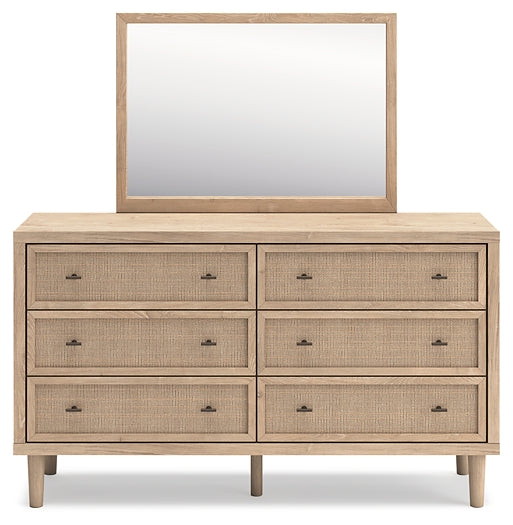 Cielden King Panel Bed with Mirrored Dresser and Chest