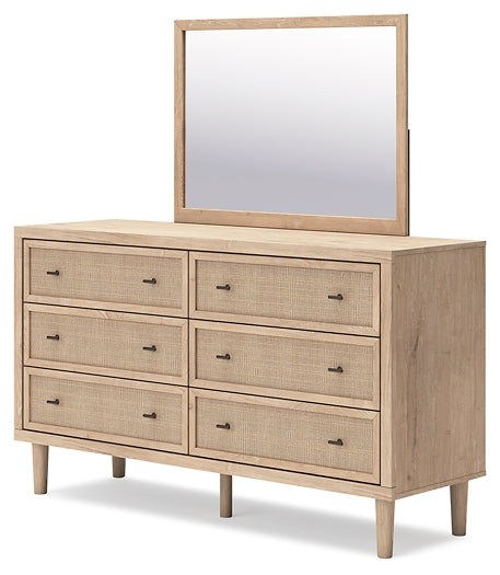 Cielden King Panel Bed with Mirrored Dresser and Chest