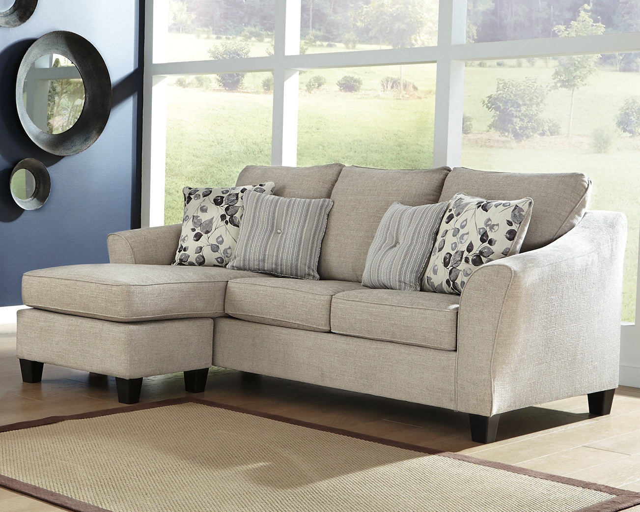 Abney Sofa Chaise, Chair, and Ottoman