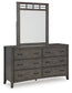 Montillan King Panel Bed with Mirrored Dresser and Chest